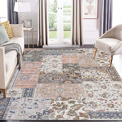 Garvee Machine Washable Chenille Carpet for Home Decor Bohemian Farmhouse Area Rug