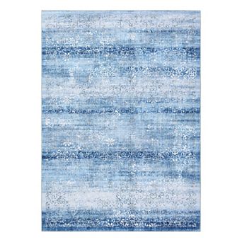 Garvee Indoor Vintage Damask Floral Rug Chenille Low Pile Thin Carpet