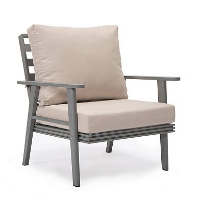Leisuremod Walbrooke 3-piece Outdoor Patio Set With Grey Aluminum Frame And Removable Cushions
