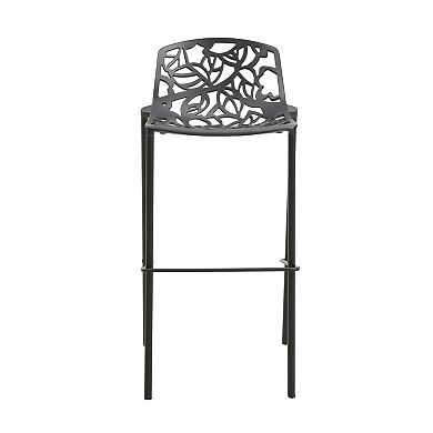 Leisuremod Devon Mid-century Modern Aluminum Bar Stool With Powder Coated Frame And Footrest