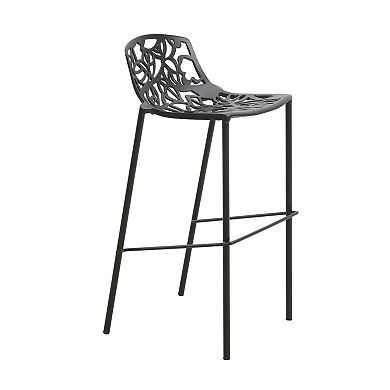 Leisuremod Devon Mid-century Modern Aluminum Bar Stool With Powder Coated Frame And Footrest