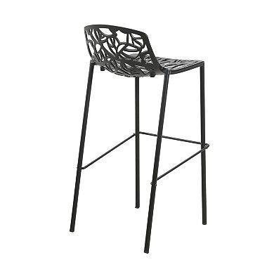 Leisuremod Devon Mid-century Modern Aluminum Bar Stool With Powder Coated Frame And Footrest