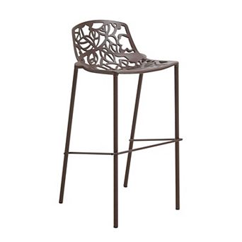 Leisuremod Devon Mid-century Modern Aluminum Bar Stool With Powder Coated Frame And Footrest
