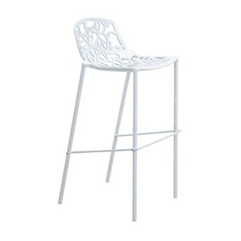 Leisuremod Devon Mid-century Modern Aluminum Bar Stool With Powder Coated Frame And Footrest