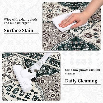 Garvee Machine Washable Floral Moroccan Trellis Area Rug Soft Non Slip Home Decor Carpet