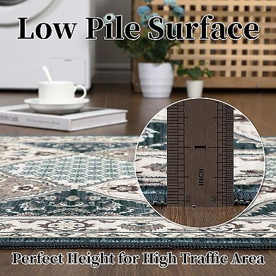 Garvee Machine Washable Floral Moroccan Trellis Area Rug Soft Non Slip Home Decor Carpet