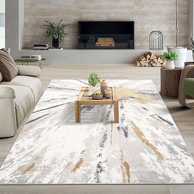 Garvee Modern Abstract Rug for Living Room Washable Soft Floor Carpet for Bedroom