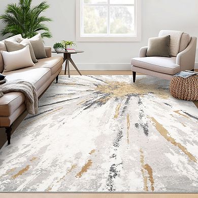 Garvee Modern Abstract Rug for Living Room Washable Soft Floor Carpet for Bedroom
