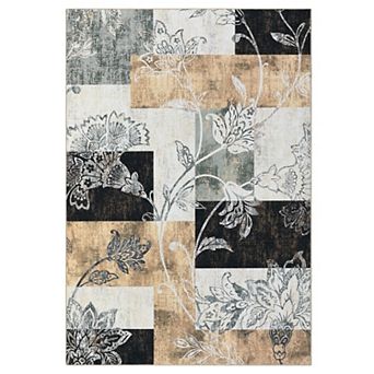 Garvee Geometric Modern Floral Print Area Rug & Washable Soft Throw Carpet for Home Decor