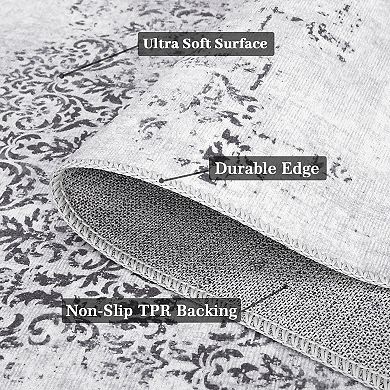 Garvee Chenille Low Pile Stain Resistant Carpet for Dining Room Soft Washable Throw Carpet