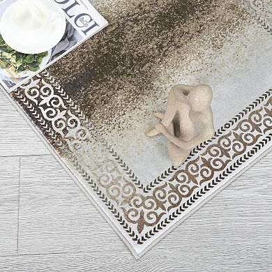 Garvee Contemporary Stain Resistant Carpet & Machine Washable Modern Abstract Rug