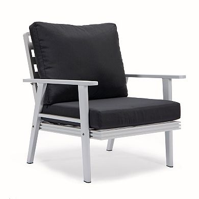 Leisuremod Walbrooke 3-piece Outdoor Patio Set With White Aluminum Frame And Removable Cushions