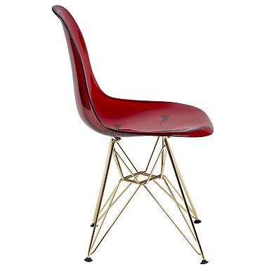 LeisureMod Cresco Modern Acrylic Dining Chair Eiffel Gold Base Accent Chair, Set of 2
