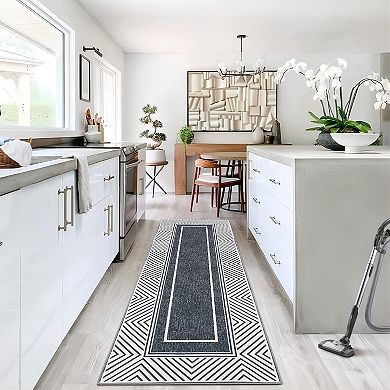 Garvee Modern Bordered Washable Area Rugs Soft Washable Floorcover Mat for Bedroom Living Room