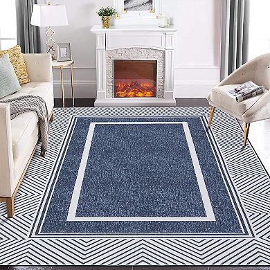 Garvee Modern Bordered Washable Area Rugs Soft Washable Floorcover Mat for Bedroom Living Room