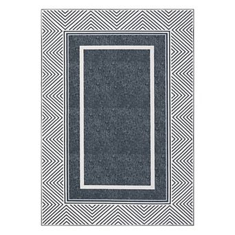 Garvee Modern Bordered Washable Area Rugs Soft Washable Floorcover Mat for Bedroom Living Room