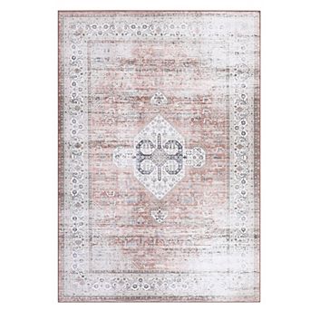 Garvee Distressed Floral Area Rug Vintage Washable Floor Cover