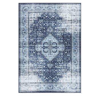Garvee Distressed Floral Area Rug Vintage Washable Floor Cover