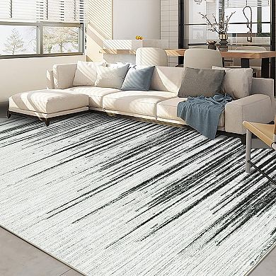 Garvee Indoor Modern Soft Throw Carpet & Machine Washable Contemporary Low Pile Abstract Rug