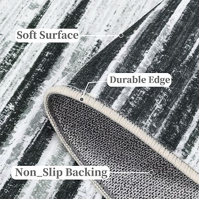 Garvee Indoor Modern Soft Throw Carpet & Machine Washable Contemporary Low Pile Abstract Rug