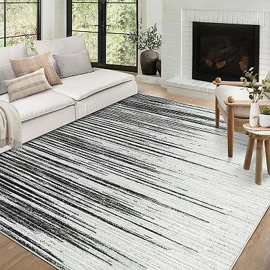 Garvee Indoor Modern Soft Throw Carpet & Machine Washable Contemporary Low Pile Abstract Rug
