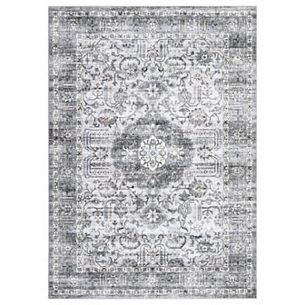 Garvee Distressed Floral Print Washable Area and Vintage Throw Rug