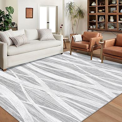 Garvee Contemporary Curve Abstract Rug Soft Boho Living Room Carpet