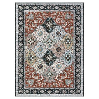 Garvee Vintage Oriental Trellis Area Rug Traditional Soft Low Pile Throw Carpet for Home Decor