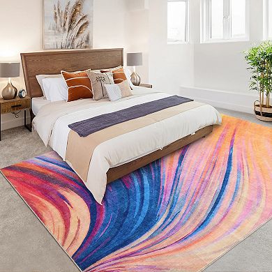 Garvee Abstract Colorful Brush Stroke Area Rug Soft Washable Carpet for Living Room