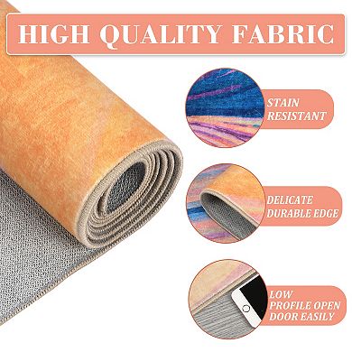 Garvee Abstract Colorful Brush Stroke Area Rug Soft Washable Carpet for Living Room
