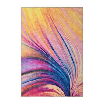 Garvee Abstract Colorful Brush Stroke Area Rug Soft Washable Carpet for Living Room