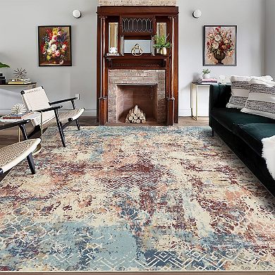Garvee Modern Abstract Washable Area Rug for Bedroom Soft Living Room Carpet Mat