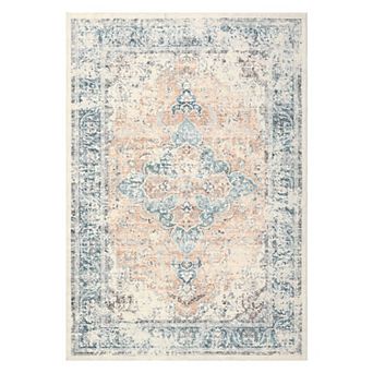 Garvee Vintage Floral Print Area Rug Retro Accent Throw Carpet for Bedroom Living Room