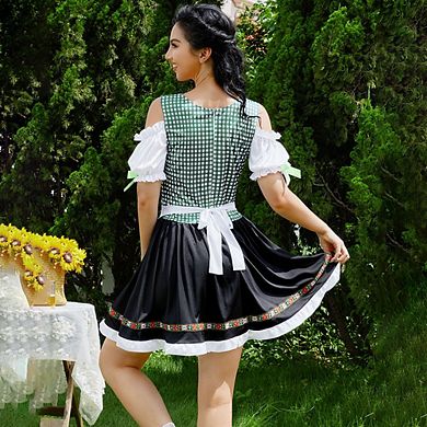 Women's 3 Pieces German Dirndl Dress Costumes For Traditional Bavarian Oktoberfest Carnival