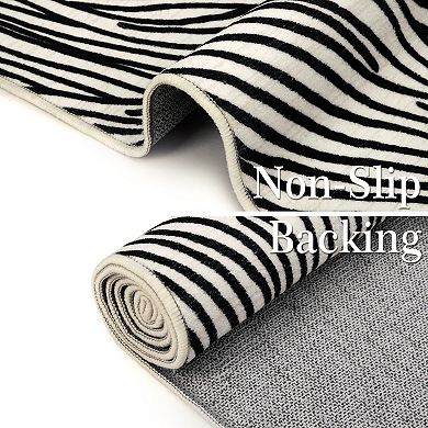 Garvee Contemporary Curve Striped Area Rug & Modern Throw Carpet for Home Decor