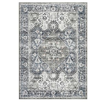 Garvee Distressed Floral Pattern Rug Machine Washable Throw Carpet Tropical Print Floorcover
