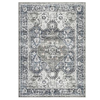 Garvee Distressed Floral Pattern Rug Machine Washable Throw Carpet Tropical Print Floorcover