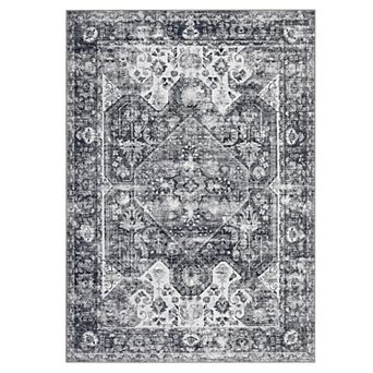 Garvee Distressed Floral Pattern Rug Machine Washable Throw Carpet Tropical Print Floorcover