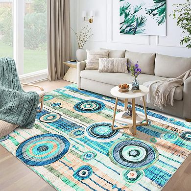 Garvee Geometric Floral Print Rug Modern Abstract Rug for Living Room