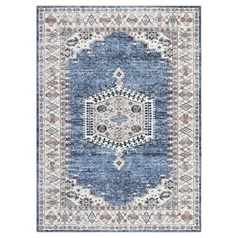 Garvee Machine Washable Vintage Area Rug Floral Print Throw Carpet for Bedroom Living Room