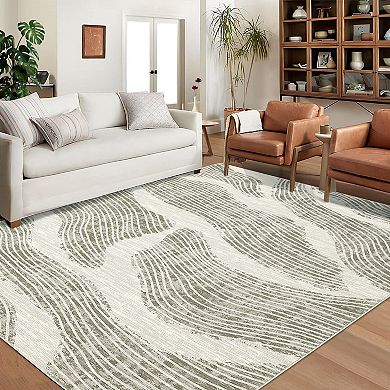 Garvee Modern Abstract Washable Area Rug Indoor Contemporary Throw Carpet