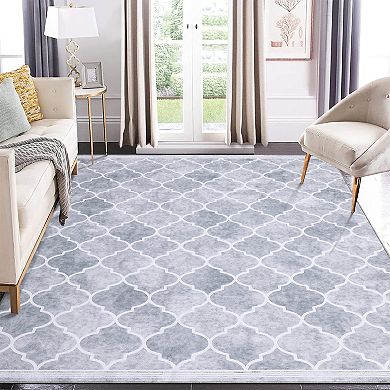 Garvee Moroccan Soft Fluffy Geometric Rug & Washable Throw Rug for Living Room Bedroom Decor