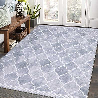 Garvee Moroccan Soft Fluffy Geometric Rug & Washable Throw Rug for Living Room Bedroom Decor