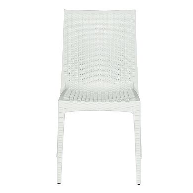 LeisureMod Weave Mace Indoor/Outdoor Dining Chair (Armless), Set of 2
