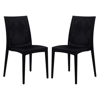 LeisureMod Weave Mace Indoor/Outdoor Dining Chair (Armless), Set of 2