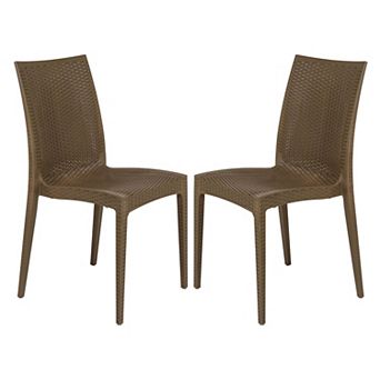 LeisureMod Weave Mace Indoor/Outdoor Dining Chair (Armless), Set of 2