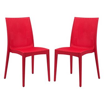 LeisureMod Weave Mace Indoor/Outdoor Dining Chair (Armless), Set of 2
