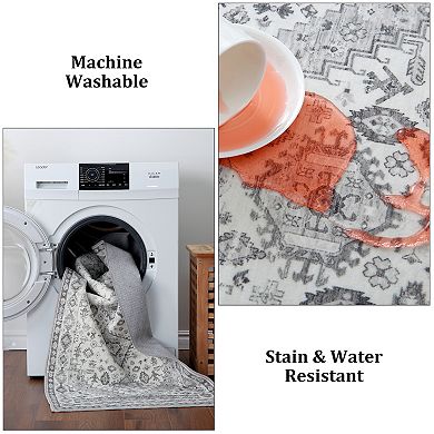 Garvee Boho Machine Washable Rug Vintage Office Rug