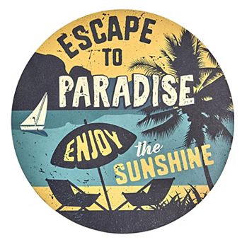 American Art Décor Escape to Paradise Round Wall Plaque