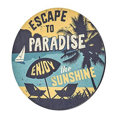 American Art Décor Escape to Paradise Round Wall Plaque